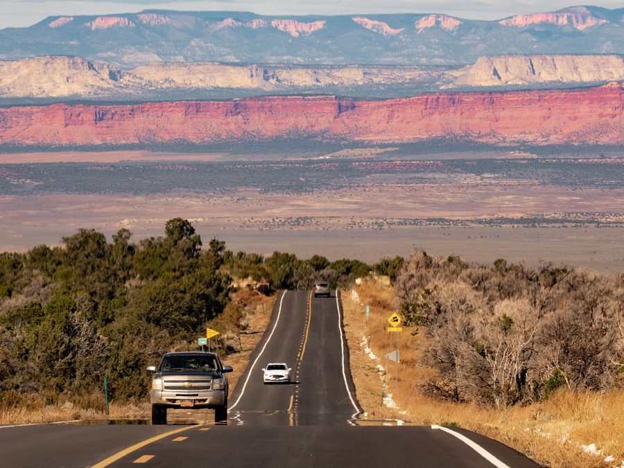 Open New Mexico landscape with distant mesas
